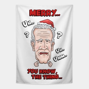 Joe Biden Merry Uh You Know The Thing Christmas Tapestry