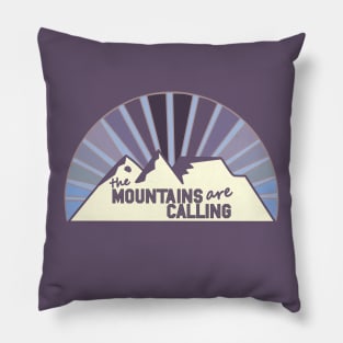 Mountains are Calling Purple Rays Pillow