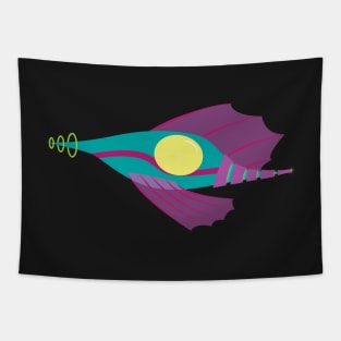 Retro Spaceship Three Tapestry