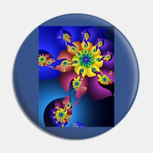 Colourful Floral Fractal Pin