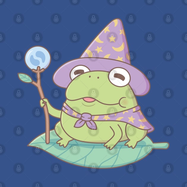 Cute Frog Wizard Magician With Magic Staff by rustydoodle