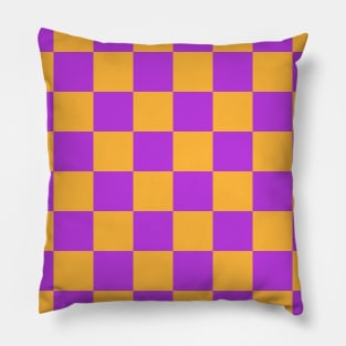 Checkerboard Square Seamless Pattern - Orange & Purple Pillow