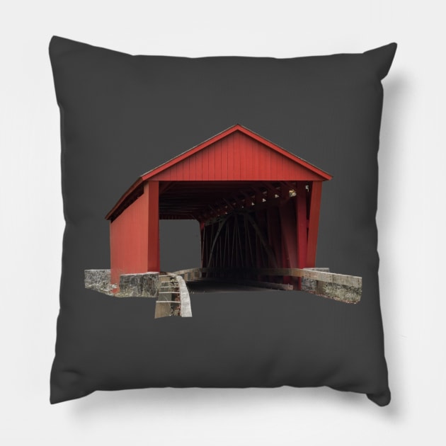 Little Gunpowder Falls Covered Bridge Pillow by Enzwell