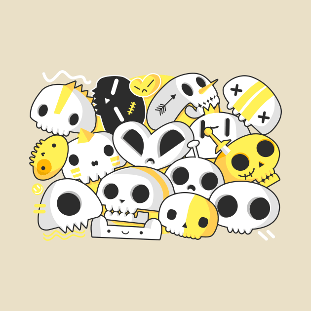 Skull Doodle GOLD by chachazart