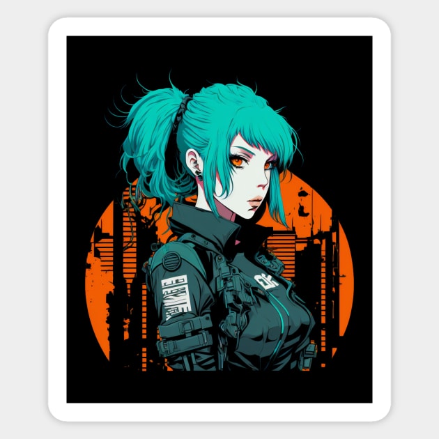 Cyberpunk Anime Girl - Futuristic Sci-Fi Design - Cyberpunk - Sticker