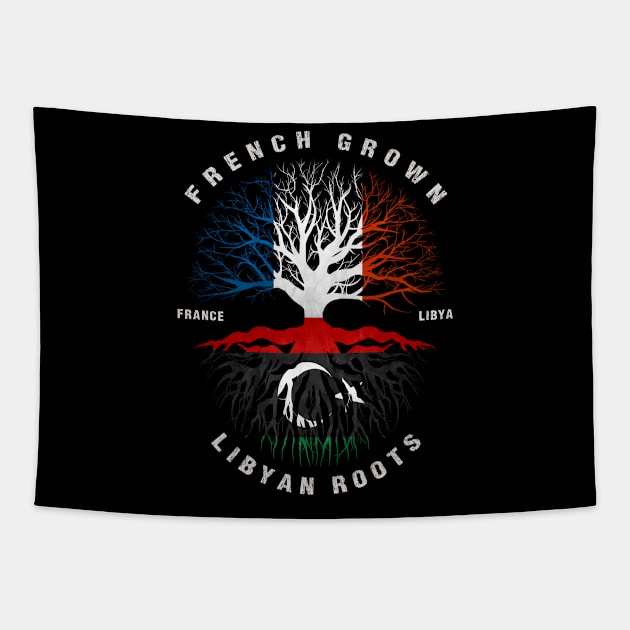 French Grown Libyan Roots Libya Flag Tapestry by heart teeshirt