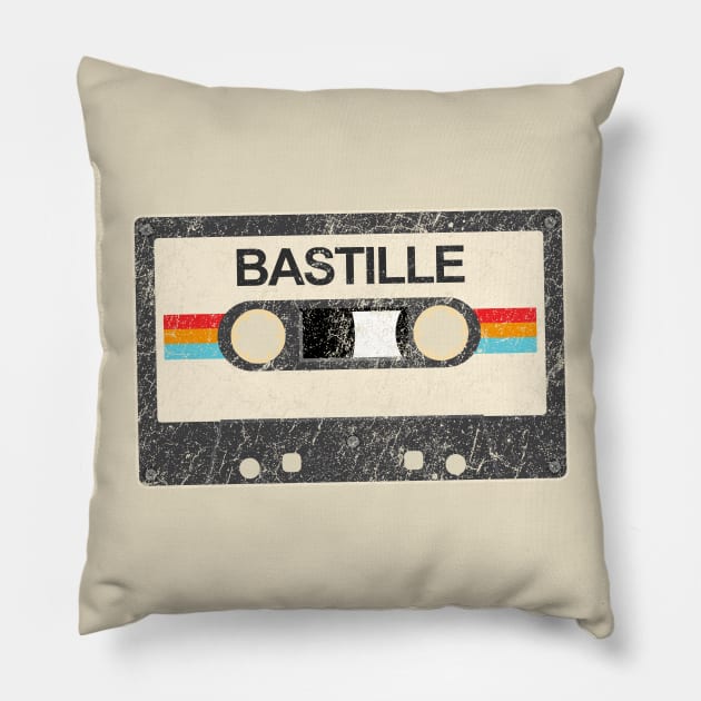 kurniamarga vintage cassette tape bastille Pillow by kurniamarga.artisticcolorful