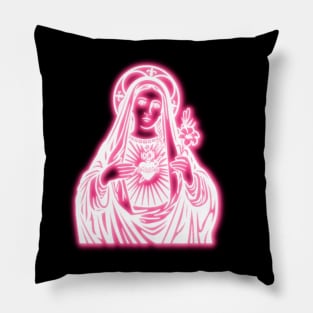 Pink Neon Virgin Mary Pillow