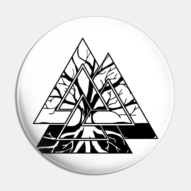 Valknut Symbol and Tree of life  -Yggdrasil Pin by Nartissima