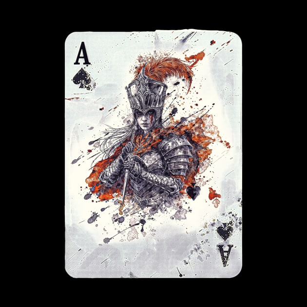 Queen of spades poker card: The Dark Warrior by Creative Art Universe