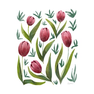 Tulip Garden Magenta and Cream T-Shirt