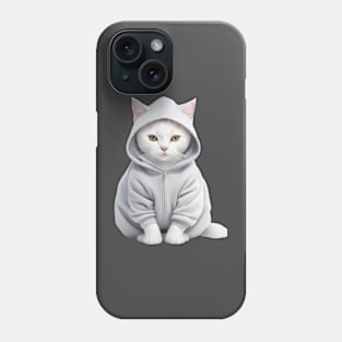 White British shorthair cat wearing hoodie Phone Case