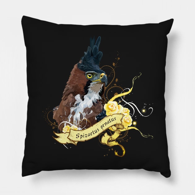 crested eagle Pillow by obscurite