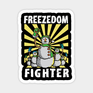 Vintage Snowman Freezedom Fighter Pun Resist Revolution Magnet