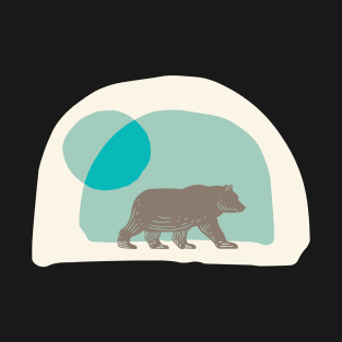 Sunset Bear in Blue & Green Hues T-Shirt