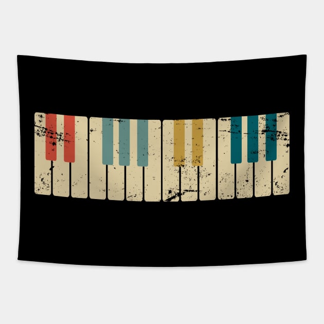 Retro Piano Keys Piano Tapestry by shirtsyoulike