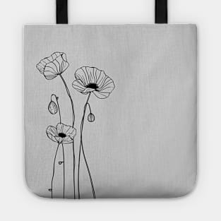 Poppies flowers Line art Tote