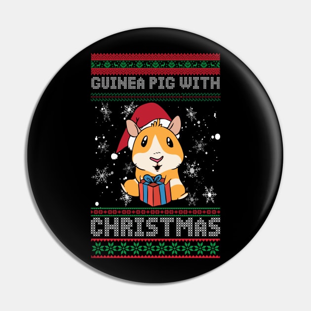 Ugly Christmas Guinea Pig present Funny Santa Pajama Pin by reginaturner