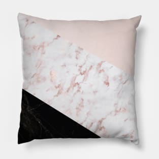 Girly Geometric Pink Black Marble Trendy Cute Pillow