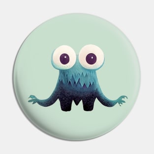 Cute Blue Monster With Big Eyes Pin