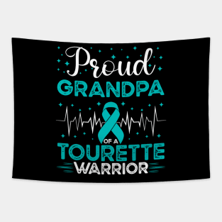 Proud Grandpa Of A Tourette Warrior Tourette Syndrome Awareness Tapestry