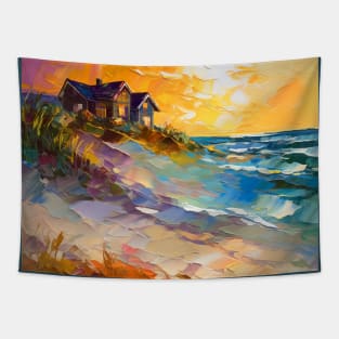 Floral dunes and the beach house 3 Tapestry