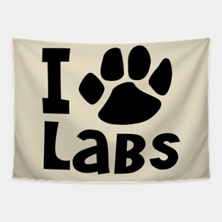 I Love Labs Paw Print Tapestry