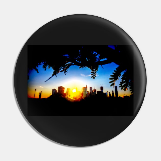 Manhattan Skyline Sunset Pin by tommysphotos