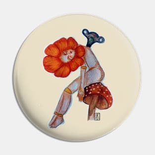 Orange Flower Pin