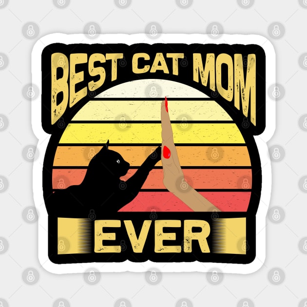 Best Cat Mom Ever Vintage Retro Sunset Magnet by bakmed