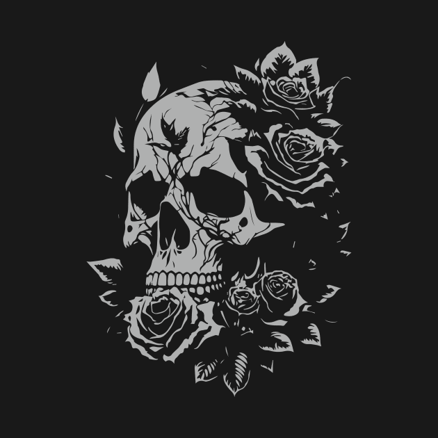 Skull with roses by lkn