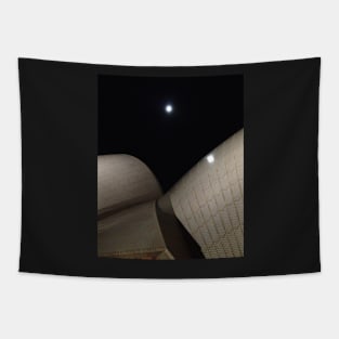 Moon over Opera House, original photo, taken by Geoff Hargraves Tapestry