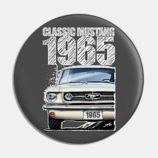 1965 Ford Mustang Wimbleton White (Dark Background) Pin