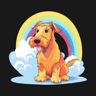 Cute Airedale Terrier Kawaii Rainbow Cloud Puppy Dog T-Shirt