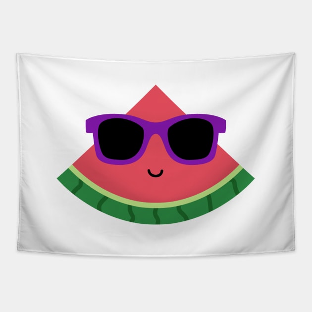 Cool Watermelon with Purple Sunglasses Tapestry by designminds1