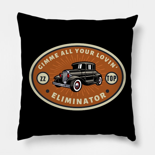 Zz Top - Eliminator // Art Work Logos Vintage Style Fan Art Designs Pillow by Liamlefr