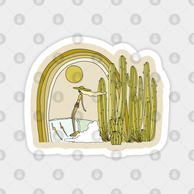 desert surf cacti daydreams // retro surf art by surfy birdy Magnet by surfybirdy