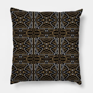 Zanzibar - Geometric Abstract Pattern in Black, Tan and White Pillow