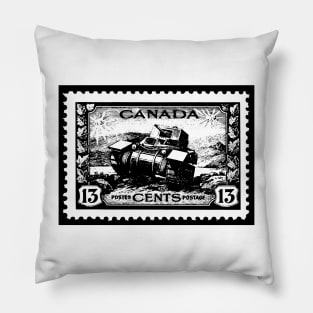 Vintage Canada Postage Stamp Military Ram Tank Pillow