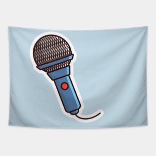 Microphone Sticker for broadcast and show vector illustration. Technology object icon concept. Musical element for singing sticker design logo. Tapestry