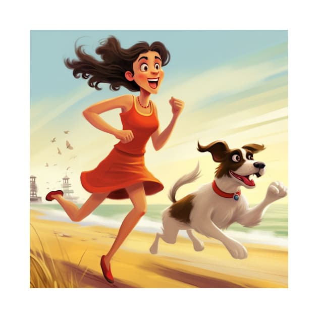 Running on the Beach with her pal by Liana Campbell