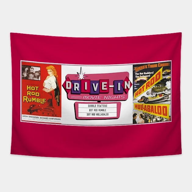 Drive-In Double Feature - Hot Rod Rumble & Hot Rod Hullabaloo Tapestry by Starbase79