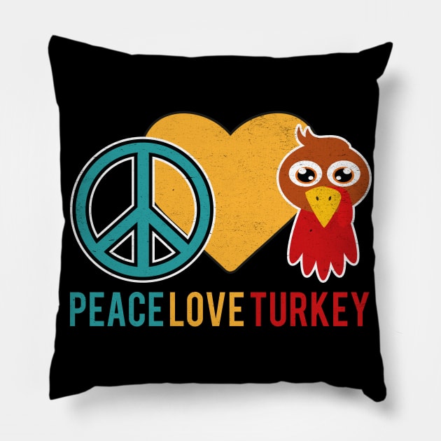 Peace Love Turkey Thanksgiving Pillow by MZeeDesigns