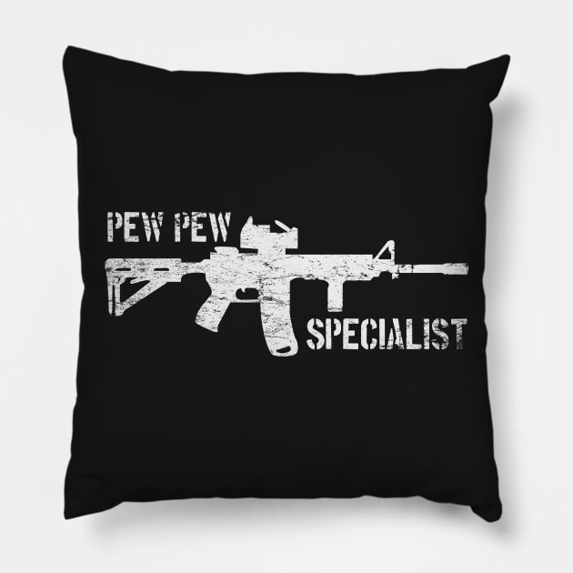 Pew Pew Specialist Pillow by MikesTeez