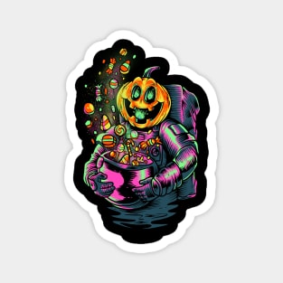 Astronaut pumpkin halloween trick or treat Magnet
