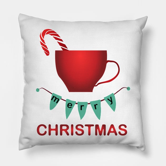 Christmas Coffee Cup Pillow by Salma Ismail