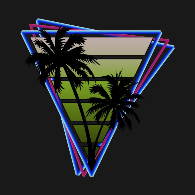 Retrowave style palm tree sunset mean green by Brobocop