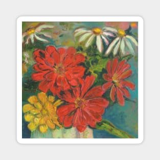 Zinnia flower arrangement Magnet