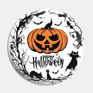 Happy Halloween typography poster with handwritten calligraphy text illustration Pin