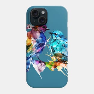 Birds Couple Colourful Art | Watercolor Painting of the Birds Phone Case